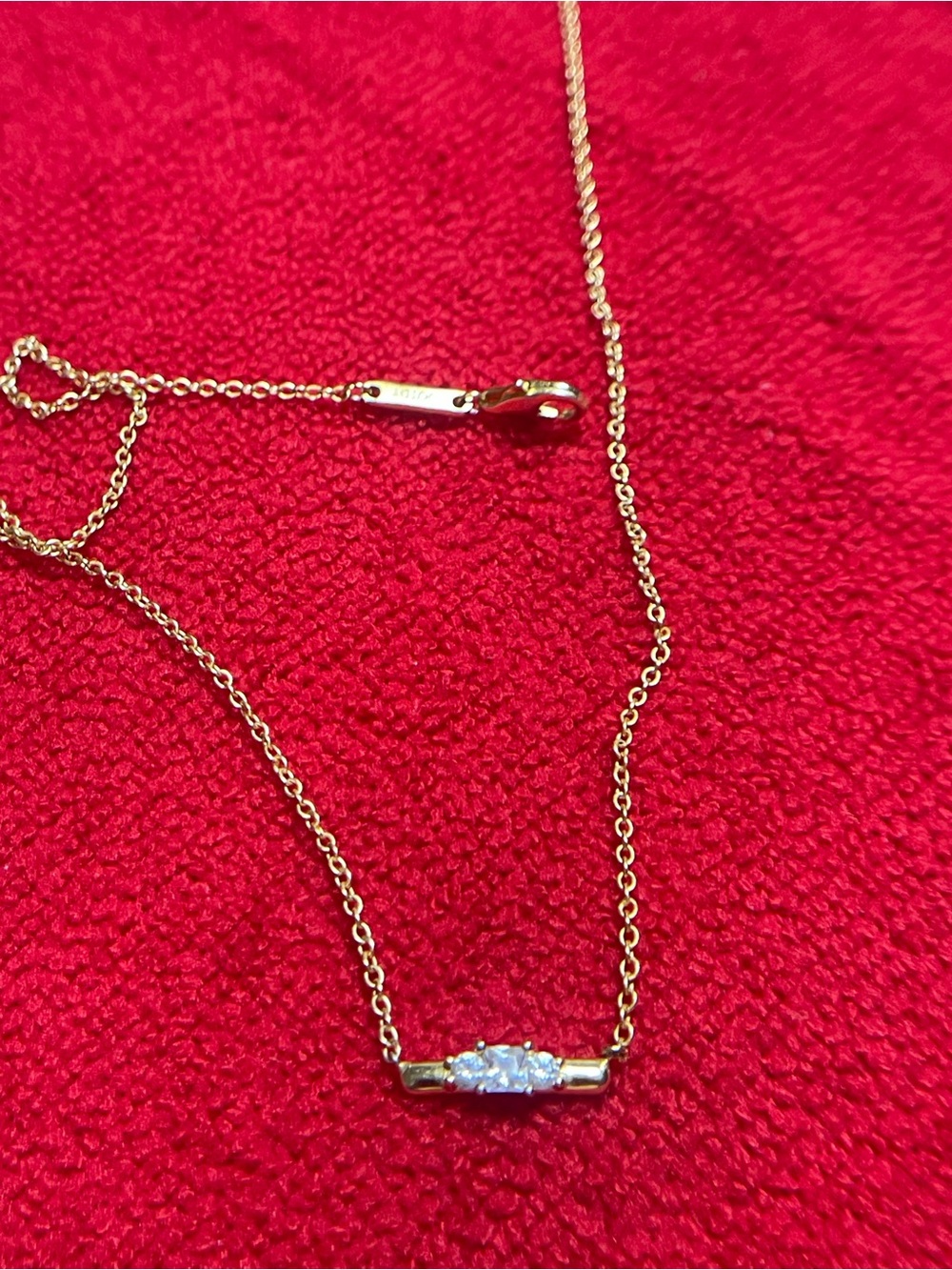 OOTDY Women's Gold Dainty 3-Stone Bar Necklace Minimalist Layering Aesthetic CZ - Picture 4 of 7